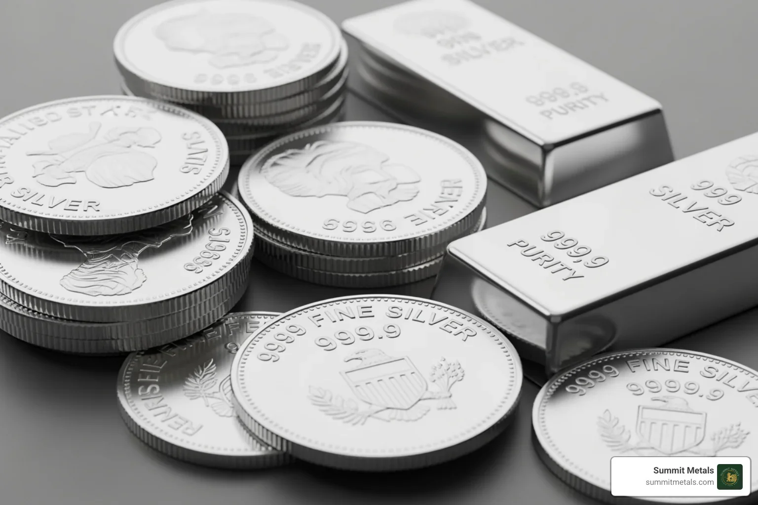 Silver bullion representing the physical metal in deficit for six consecutive years per Silver Institute data