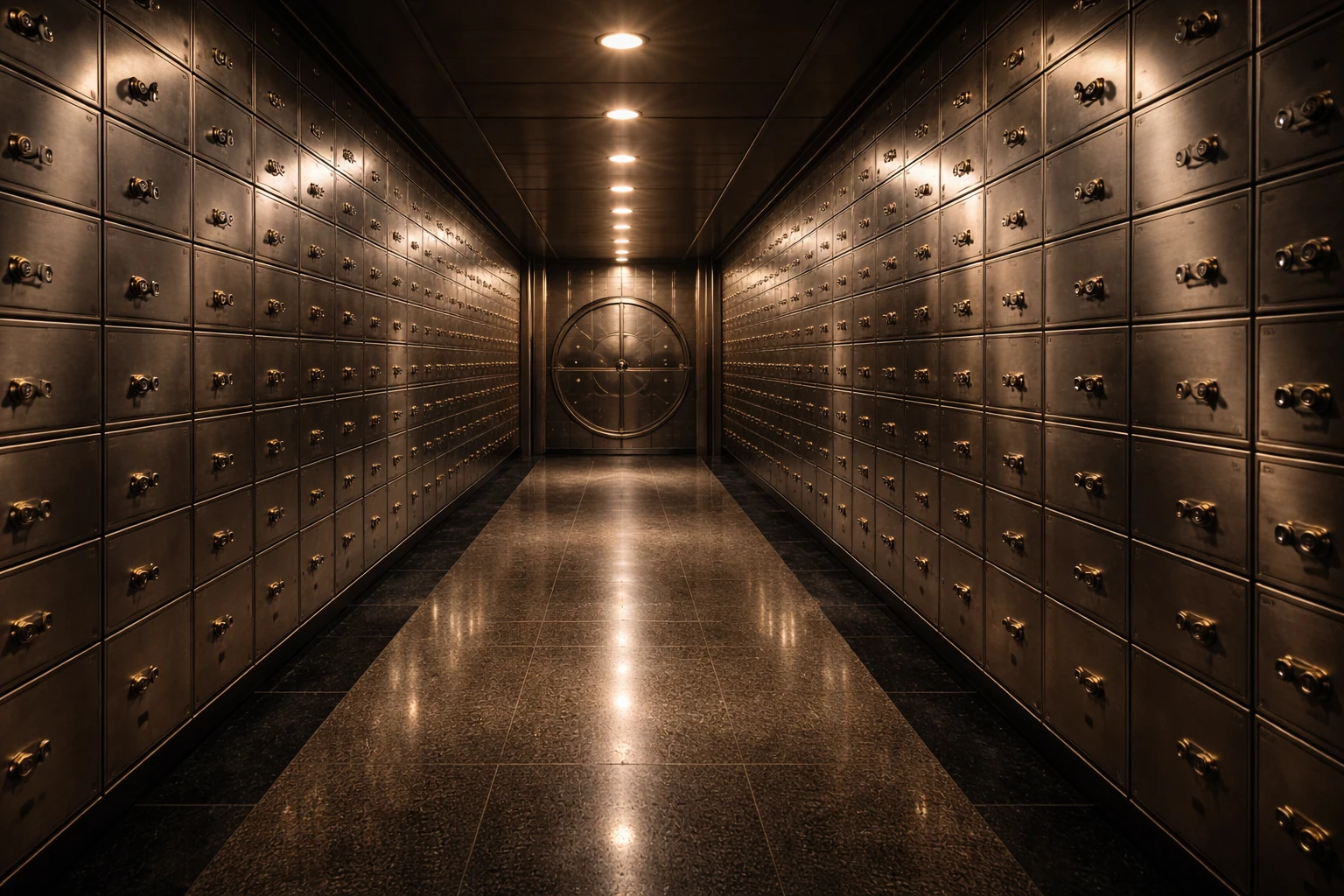 Solo 401k gold investment storage requirement showing IRS-approved depository vault corridor