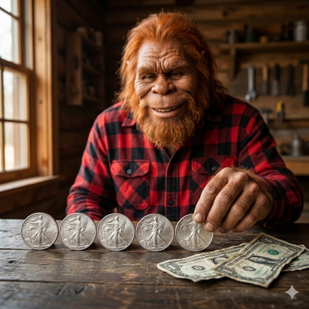 silver vs gold value — Wattson from PreppersGoldIRA comparing silver coins to dollar bills